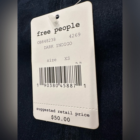 NWT ✨ Free People Femme Fatal dark indigo denim mini skirt - Picture 10 of 14